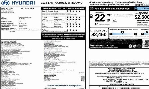HYUNDAI SANTA CRUZ 2024 5NTJEDAF9RH079640 image